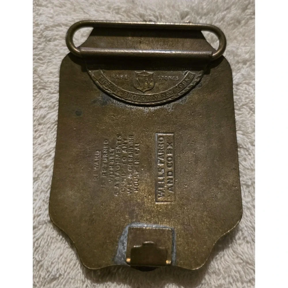 Vintage Wells Fargo & Co Folsom Brass Belt Buckle Old West Gambling Saloon 9